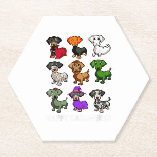 Dachshund Dogs Halloween Happy Halloween Paper Coaster