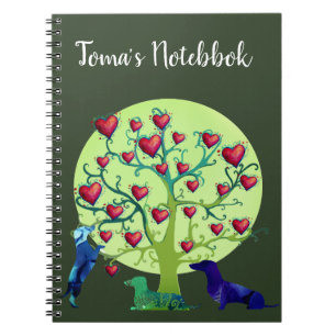 Dachshund Dogs Hearts , Name Notebook