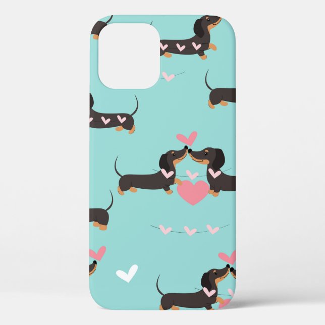 Dachshund dogs in love and hearts seamless pattern Case-Mate iPhone case (Back)