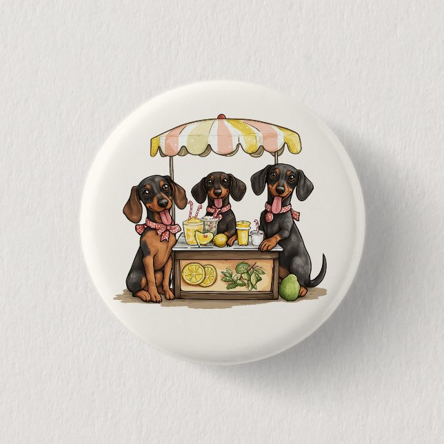 Dachshund Dogs Lemonade Stand 3 Cm Round Badge (Front)