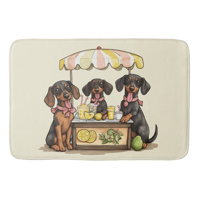 Dachshund Dogs Lemonade Stand Bath Mat (Front)