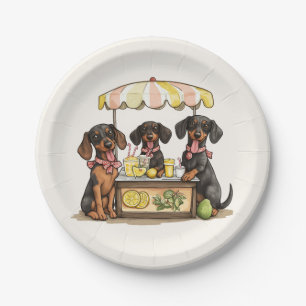 Dachshund Dogs Lemonade Stand Paper Plate