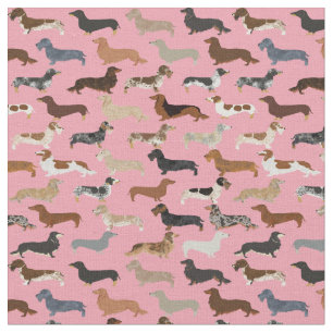 Dachshund dogs pink fabric