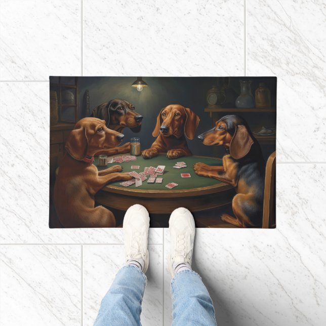 Dachshund Dogs Playing Poker Art Doormat (Indoor)