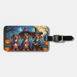 Dachshund Dogs Pumpkin Halloween Funny Luggage Tag