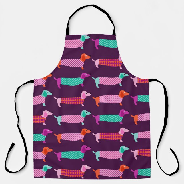 Dachshund Dogs: Seamless Cute Pattern. Apron (Front)