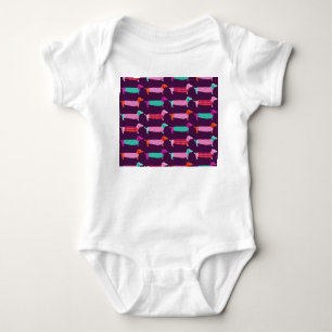 Dachshund Dogs: Seamless Cute Pattern. Baby Bodysuit