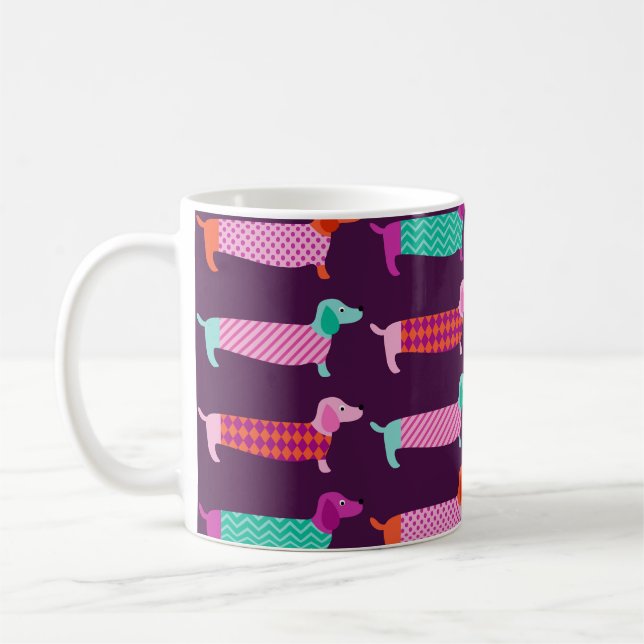 Dachshund Dogs: Seamless Cute Pattern. Coffee Mug (Left)