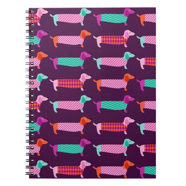 Dachshund Dogs: Seamless Cute Pattern. Notebook (Front)