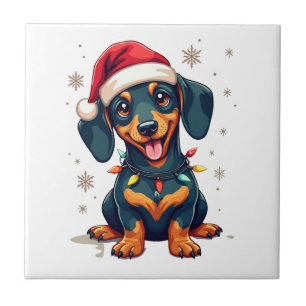 Dachshund Dogs Tree Christmas Sweater Xmas Gifts F Ceramic Tile