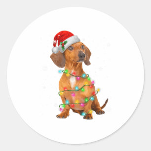 Dachshund Dogs Tree Christmas Sweater Xmas Gifts F Classic Round Sticker