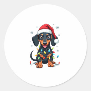 Dachshund Dogs Tree Christmas Sweater Xmas Gifts F Classic Round Sticker