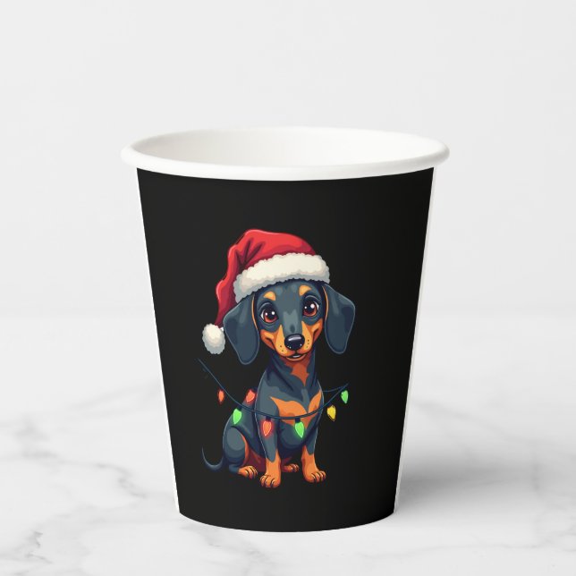 Dachshund Dogs Tree Christmas Sweater Xmas Gifts F Paper Cups (Front)