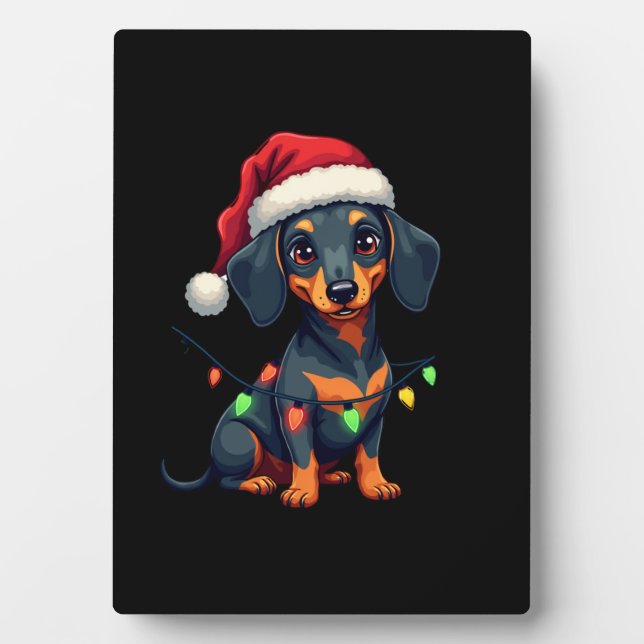 Dachshund Dogs Tree Christmas Sweater Xmas Gifts F Plaque (Front)