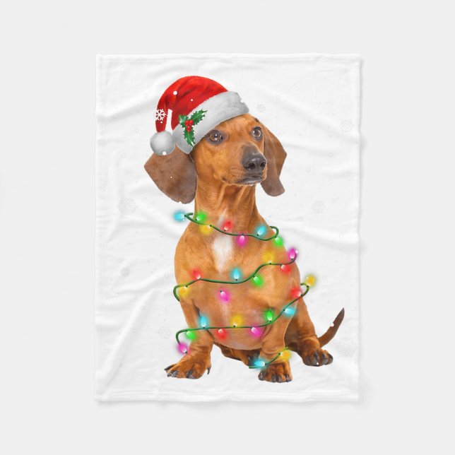 Dachshund Dogs Tree Christmas Sweater Xmas Gifts P Fleece Blanket (Front)