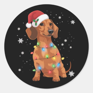 Dachshund Dogs Tree Christmas Xmas Pet Dog Classic Round Sticker