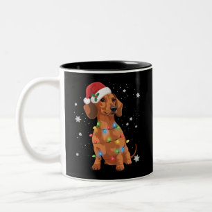 Dachshund Dogs Tree Christmas Xmas Pet Dog  Two-Tone Coffee Mug