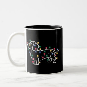 Dachshund Dogs Tree Christmas Xmas Pet Dog Two-Tone Coffee Mug