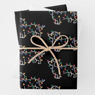 Dachshund Dogs Tree Christmas Xmas Pet Dog  Wrapping Paper Sheet