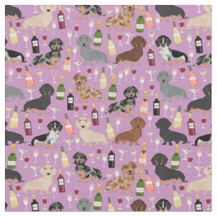 Dachshund dogs wine light purple fabric