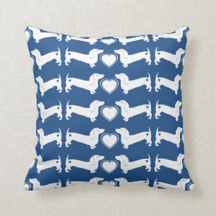 Dachshund Dogs with Heart Pattern Cushion