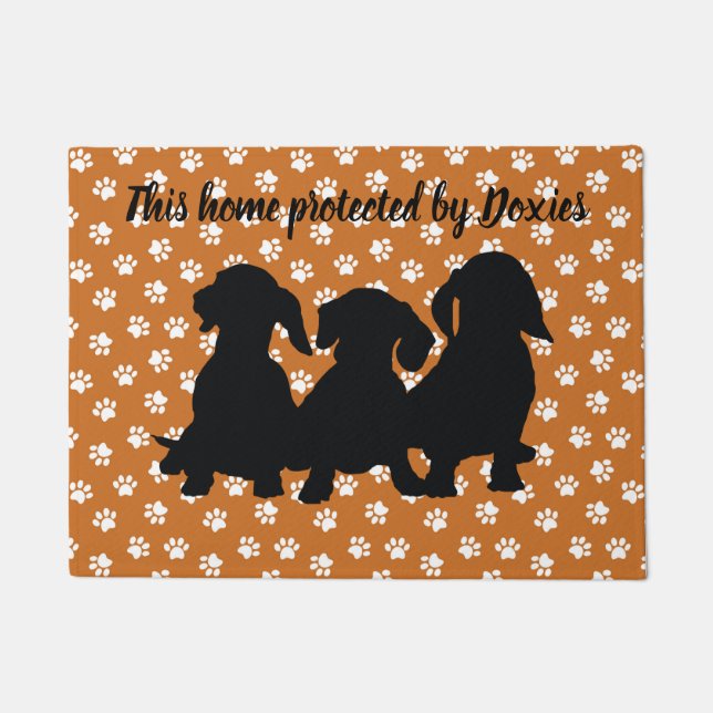 Dachshund Door Mat Silhouette Doxies Butterscotch (Front)