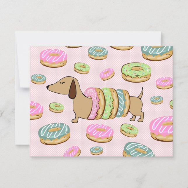 Dachshund & Doughnuts Party Stickers & Decor Invitation (Front)