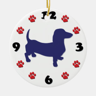 Dachshund Doxie Clock Ceramic Ornament