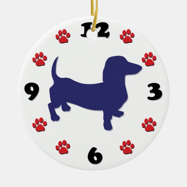 Dachshund Doxie Clock Ceramic Ornament (Front)
