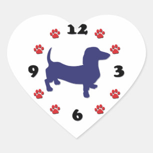 Dachshund Doxie Clock Heart Sticker