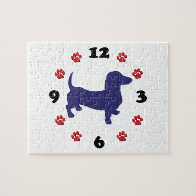 Dachshund Doxie Clock Jigsaw Puzzle (Horizontal)