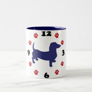 Dachshund Doxie Clock Two-Tone Coffee Mug