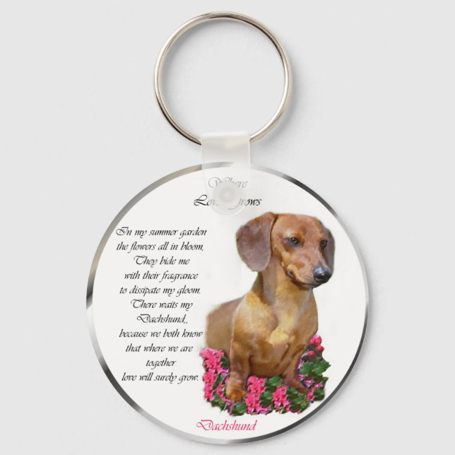 Dachshund Doxie Lovers Art Key Ring (Front)