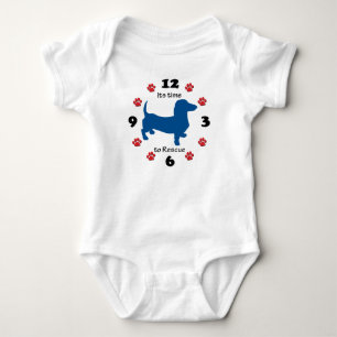 Dachshund Doxie Rescue Clock Baby Bodysuit