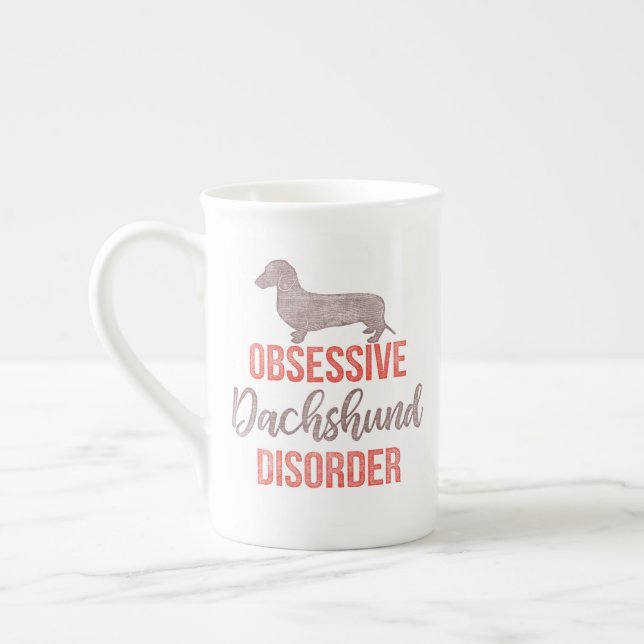 Dachshund Doxie Teckel Lover Illustration Quote Bone China Mug (Left)