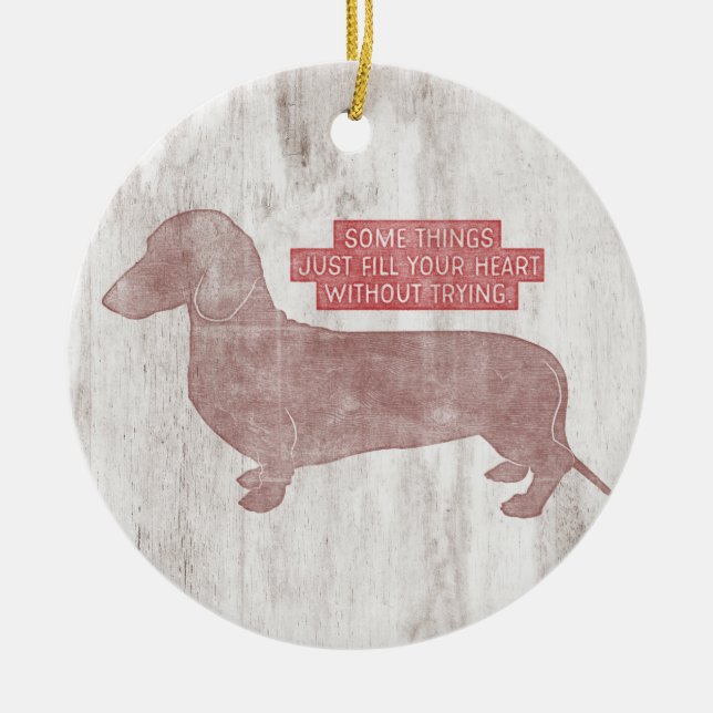 Dachshund Doxie Teckel Lover Illustration Quote Ceramic Ornament (Front)