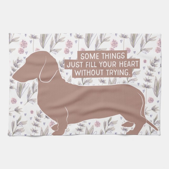 Dachshund Doxie Teckel Lover Illustration Quote Tea Towel (Horizontal)