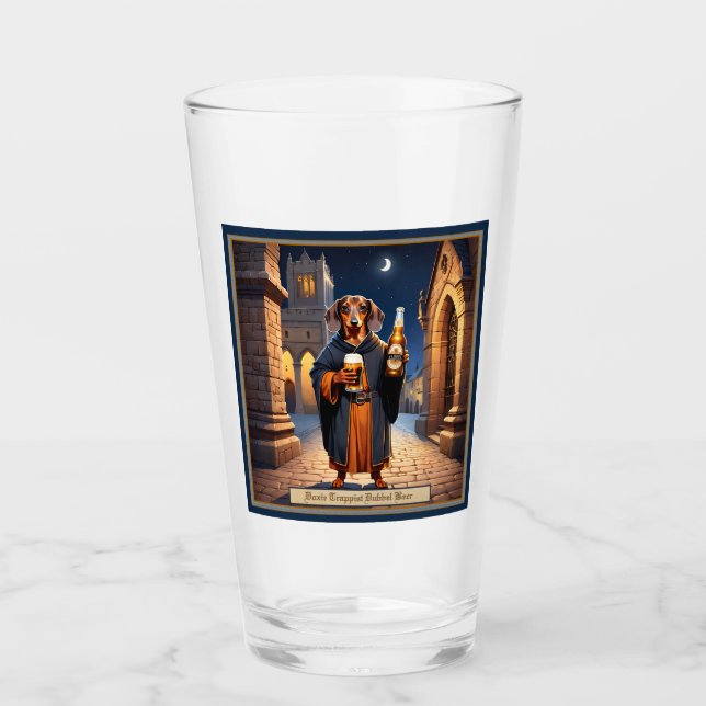 Dachshund Doxie Trappist Beer Glass (Front)