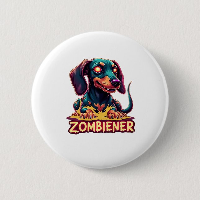 Dachshund Doxie Wiener Sausage Zombie Dog Hallowee 6 Cm Round Badge (Front)