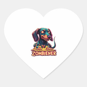 Dachshund Doxie Wiener Sausage Zombie Dog Hallowee Heart Sticker