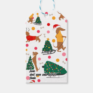 Dachshund Doxie Winnie Dog Puppy Bright Christmas Gift Tags