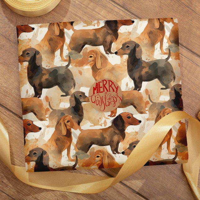 Dachshund Dreams watercolor seamless pattern Wrapping Paper (Creator Uploaded)