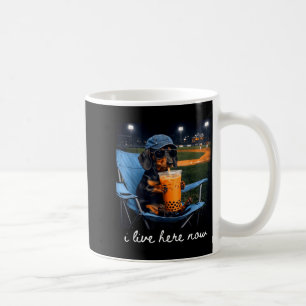 Dachshund drink iced coffee baseball field live mug