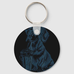 Dachshund drinking iced coffee cute dog meme funny key ring