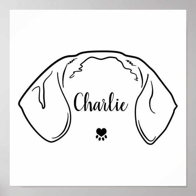 Dachshund Ears Line Drawing Minimal Illustration Poster (Front)