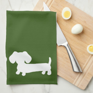 Dachshund Earthy Green Dish Towel Wiener Dog Moms