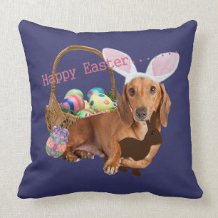 Dachshund Easter Bunny Cushion