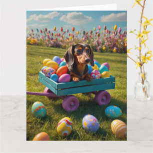 Dachshund Easter Eggs Card