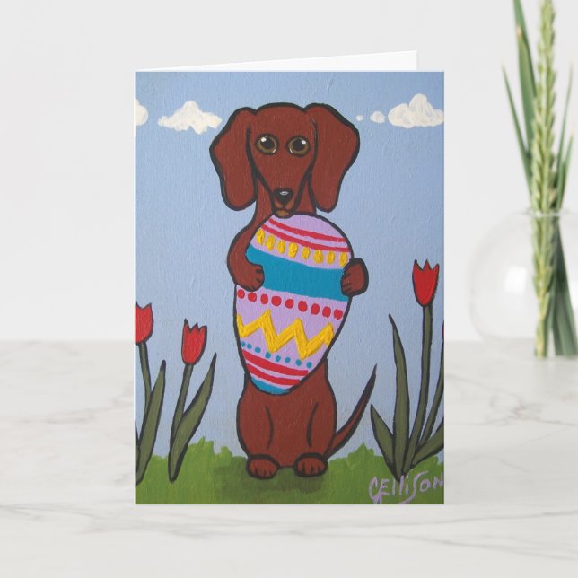 Dachshund Easter Greeting Card (Front)