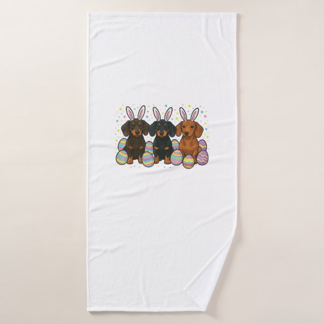 Dachshund Easter T-Shirt Bath Towel (Bath Towel)